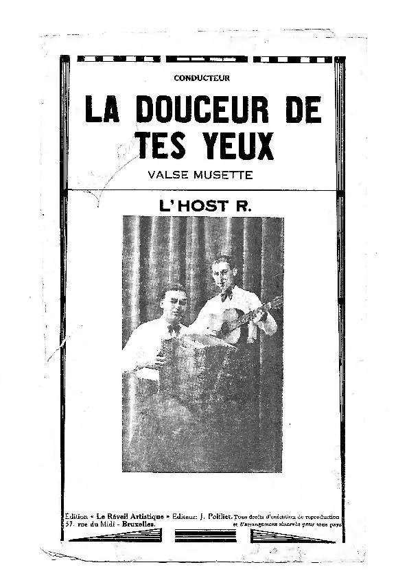télécharger la partition d'accordéon La douceur de tes yeux (Valse Musette) au format PDF