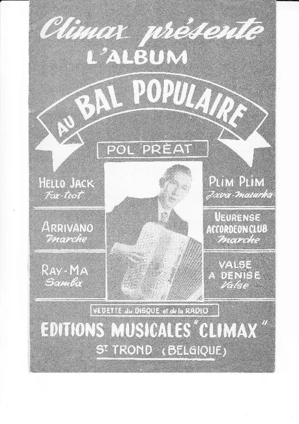 télécharger la partition d'accordéon Climax présente l'Album : Au bal Populaire Paul Préat (6 Titres) au format PDF
