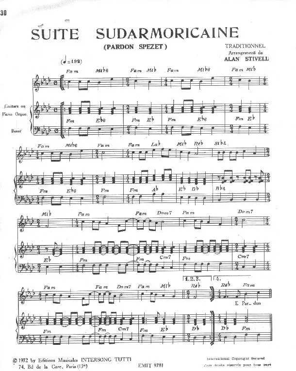 télécharger la partition d'accordéon Suite Sudarmoricaine (Pardon Spezet) (Arrangement : Alan Stivell) (Folk Rock) au format PDF