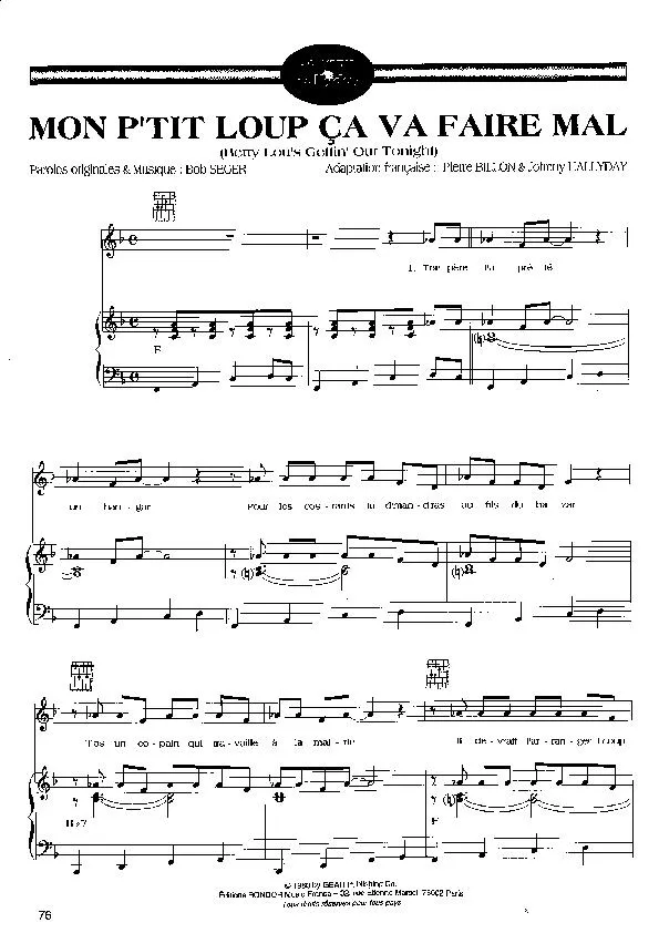 télécharger la partition d'accordéon Mon p'tit loup ça va faire mal (Betty Lou's gettin' out tonight) (Rock and Roll) au format PDF