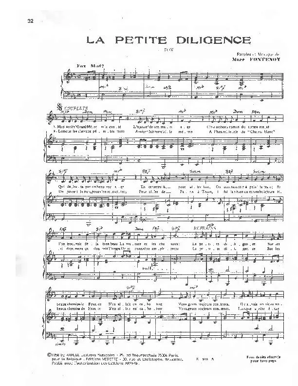 télécharger la partition d'accordéon La petite diligence (Chant : André Claveau) (Fox) au format PDF