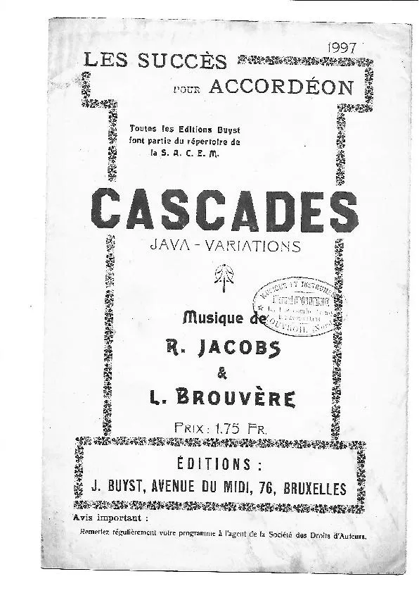 télécharger la partition d'accordéon Cascades (Java Variations) au format PDF