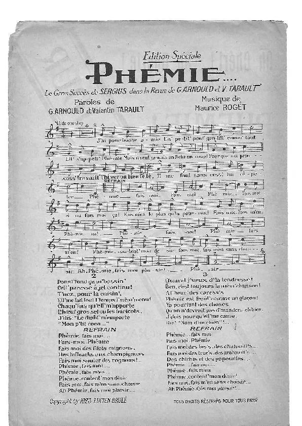 télécharger la partition d'accordéon Phémie (Chant : Sergius) (One Step) au format PDF