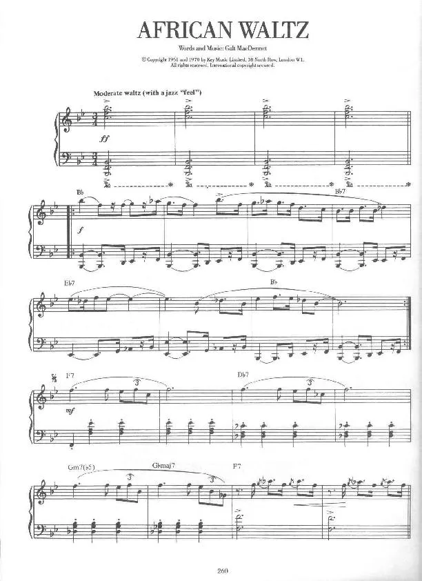 télécharger la partition d'accordéon African Waltz (Jazz Waltz) au format PDF