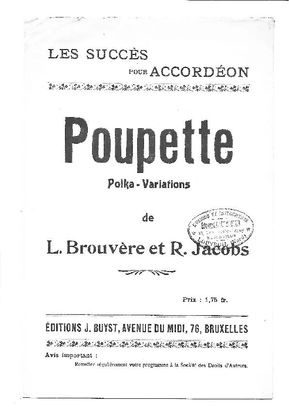 télécharger la partition d'accordéon Poupette (Polka Variations) au format PDF