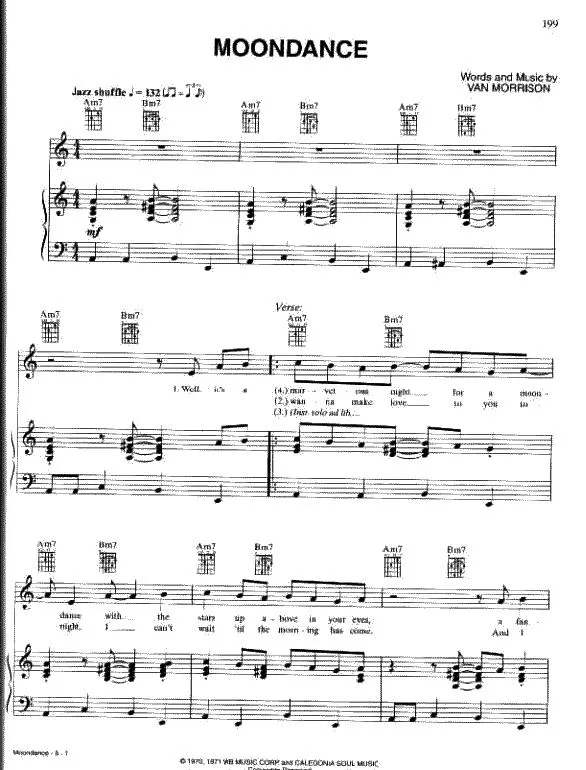 télécharger la partition d'accordéon Moondance (Jazz Shuffle) au format PDF