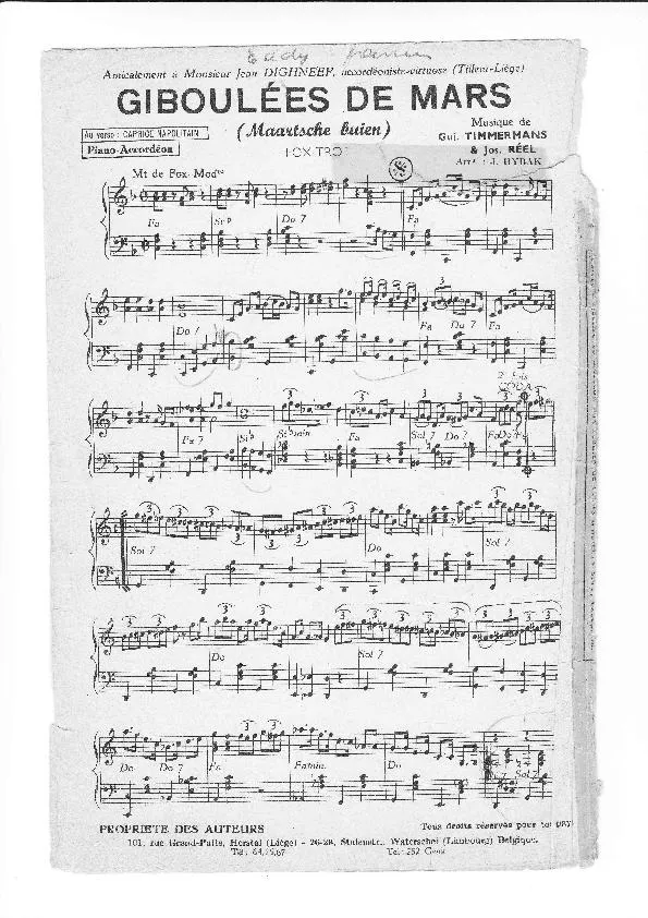 télécharger la partition d'accordéon Giboulées de Mars (Maartsche buien) + Caprice Napolitain (Napolitaansche gril) (Arrangement : J Rybak) au format PDF