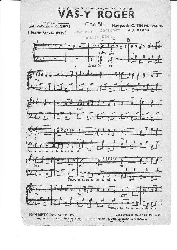 télécharger la partition d'accordéon Vas-y Roger (One Step) au format PDF
