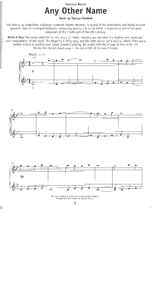 télécharger la partition d'accordéon Any other name (Du Film : American Beauty) (Soundtrack) au format PDF