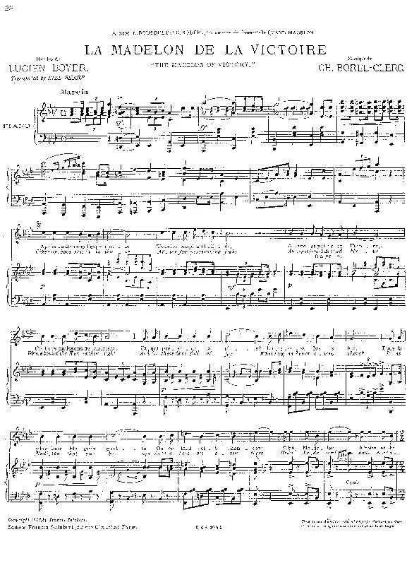 télécharger la partition d'accordéon La Madelon de la victoire (The Madelon of Victory) (Chant : Maurice Chevalier) (Marche) au format PDF