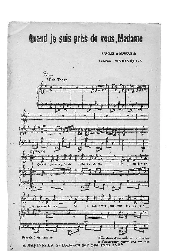 télécharger la partition d'accordéon Quand je suis près de vous Madame (Tango) au format PDF