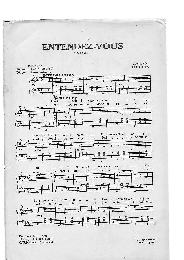 télécharger la partition d'accordéon Entendez-vous ? (Valse) au format PDF