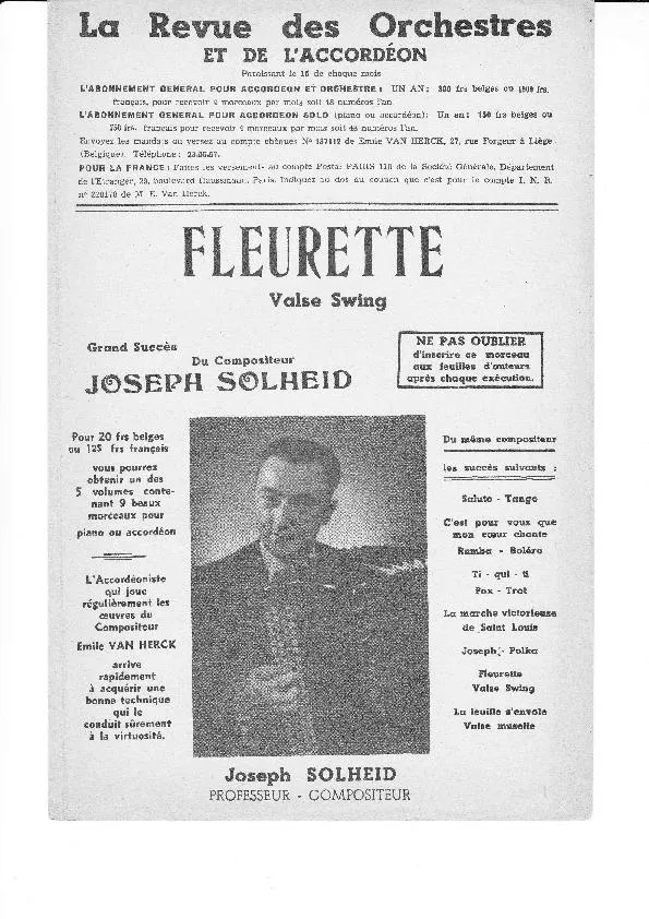 télécharger la partition d'accordéon Fleurette (Valse Swing) au format PDF