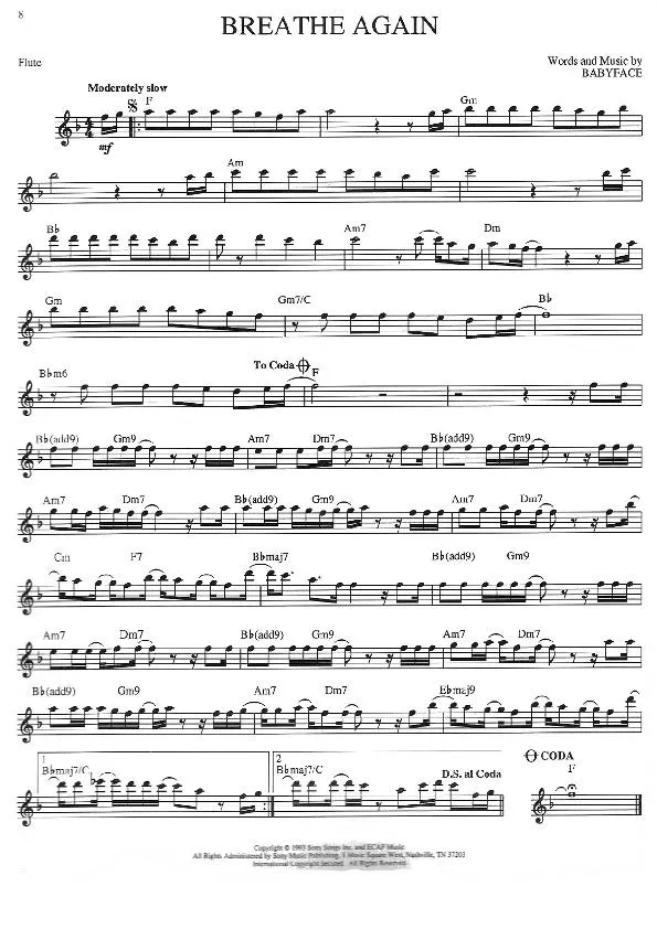 télécharger la partition d'accordéon Breathe again (Chant : Toni Braxton) (Slow) au format PDF