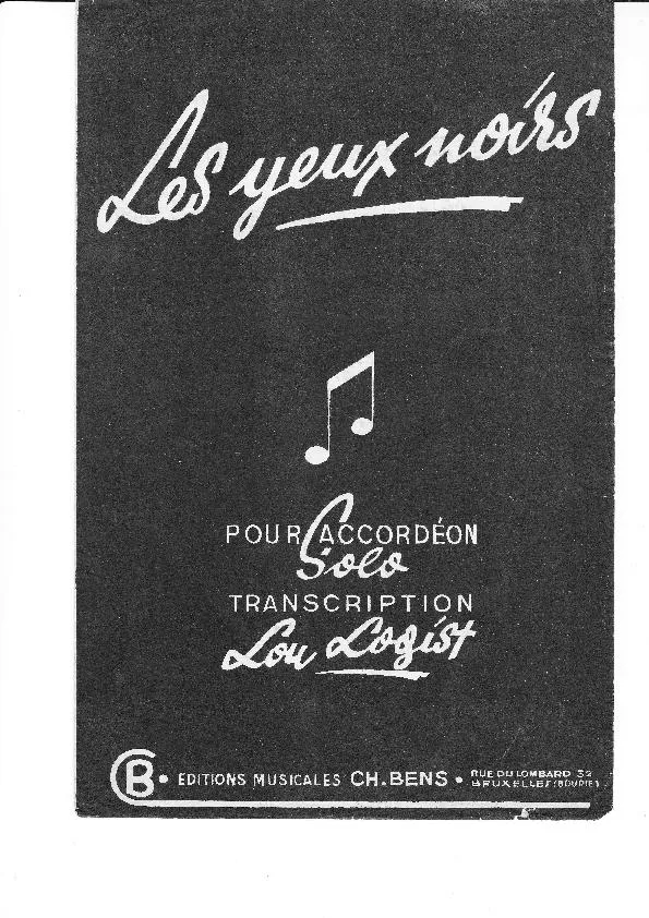 télécharger la partition d'accordéon Les yeux noirs au format PDF