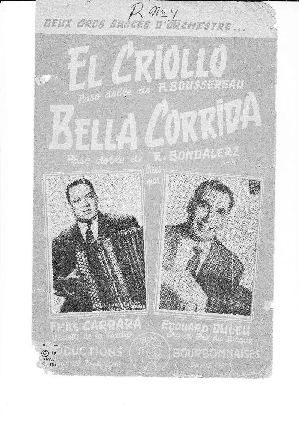 télécharger la partition d'accordéon El Criollo + Bella Corrida (Ricario Bondalerz) (Paso Doble) au format PDF