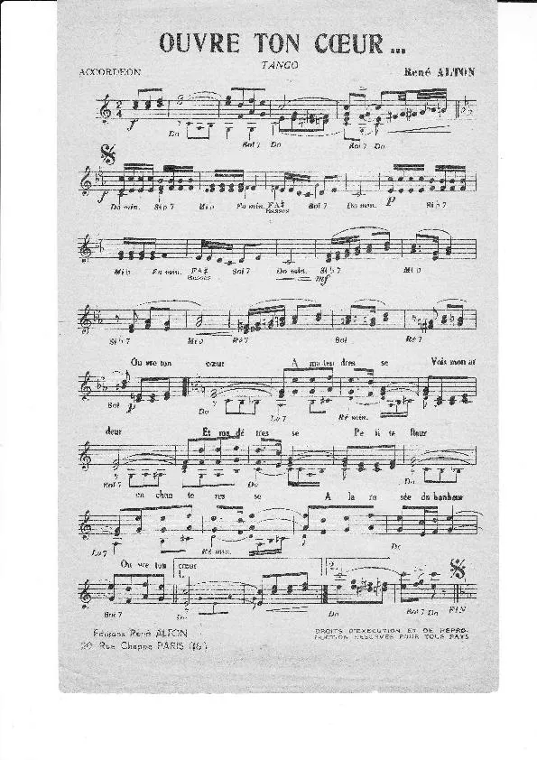 télécharger la partition d'accordéon Puisque je t'aime + Ouvre ton coeur (Tango) au format PDF