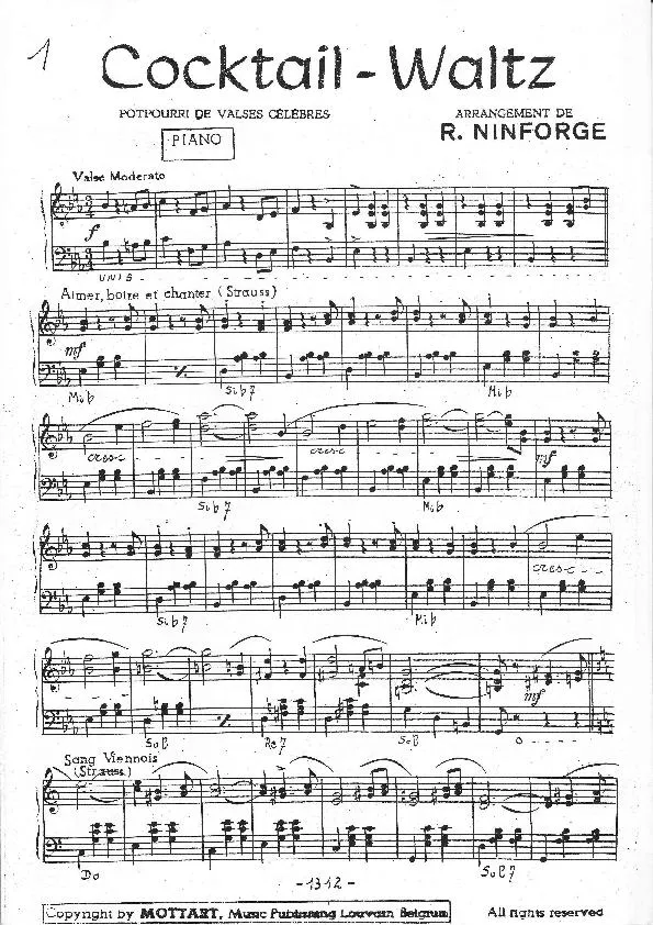 télécharger la partition d'accordéon Cocktail Waltz (Pot Pourri de Valses Célèbres) au format PDF