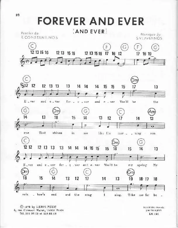 télécharger la partition d'accordéon Forever and ever (And ever) (Chant : Demis Roussos) (Ballade Pop) au format PDF
