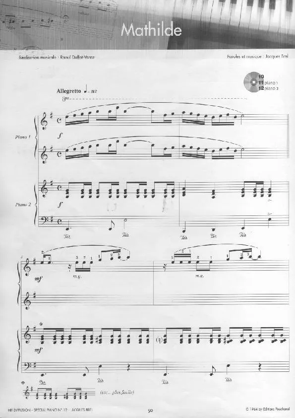 télécharger la partition d'accordéon Mathilde (Arrangement de Raoul Duflot-Verez) (Pop) au format PDF