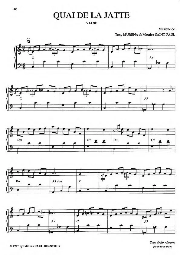 télécharger la partition d'accordéon Quai de la Jatte (Valse) au format PDF