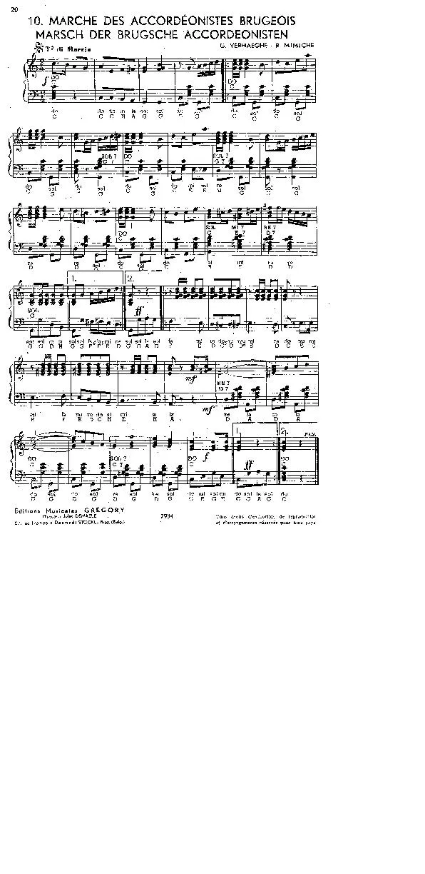 télécharger la partition d'accordéon Marche des accordéonistes Brugeois (Marsch der Brugsche Accordeonisten) au format PDF