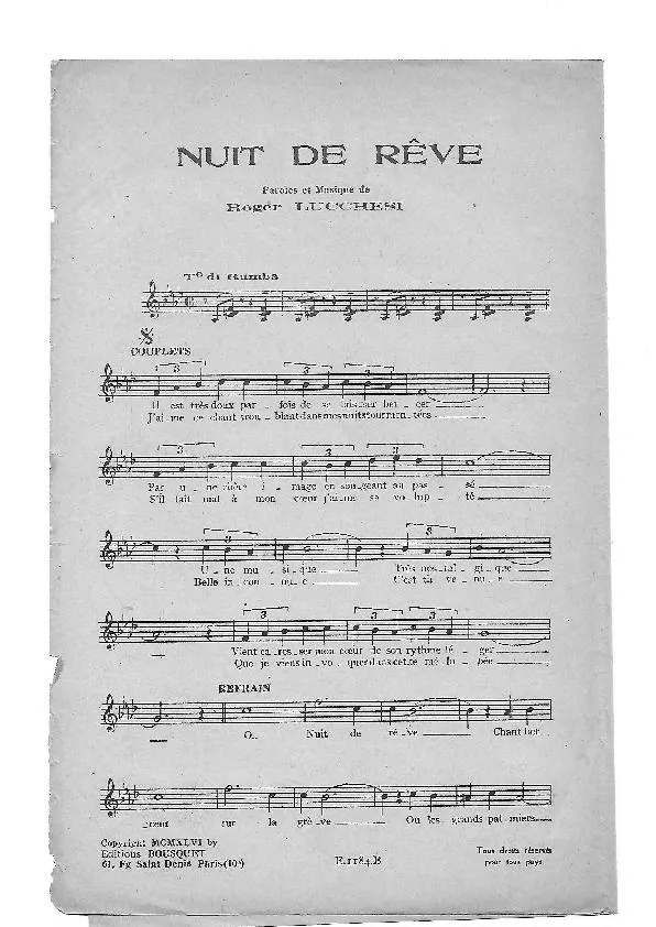 télécharger la partition d'accordéon Nuit de rêve (Rumba) au format PDF