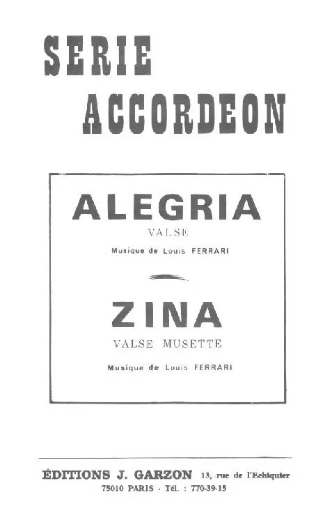 télécharger la partition d'accordéon Alegria (Orchestration) (Valse) au format PDF