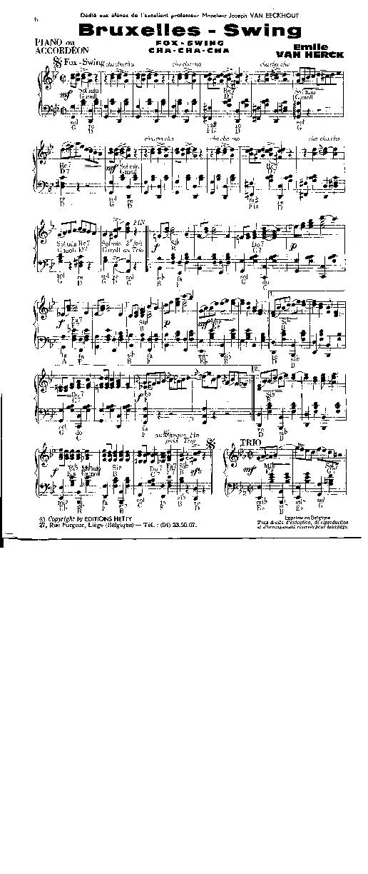 télécharger la partition d'accordéon Bruxelles Swing (Fox Swing) (Cha Cha Cha) au format PDF