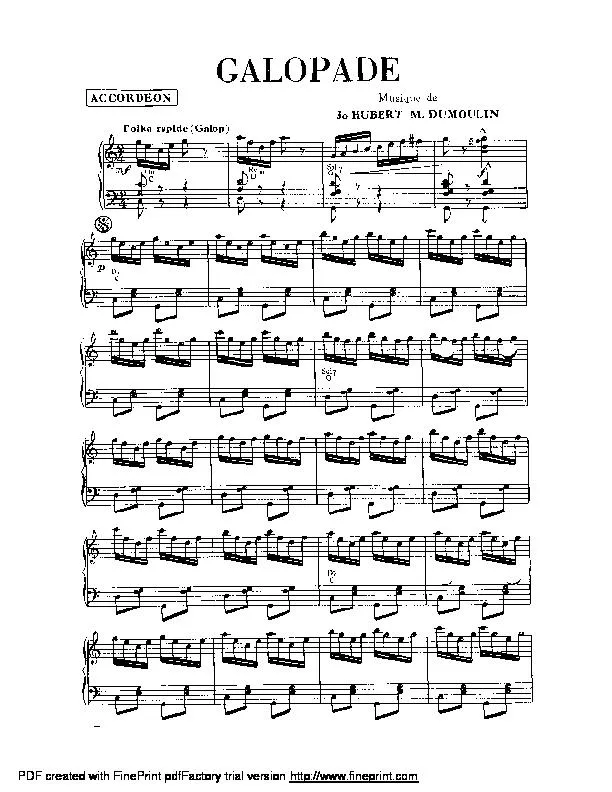 télécharger la partition d'accordéon Galopade (Polka Rapide) au format PDF
