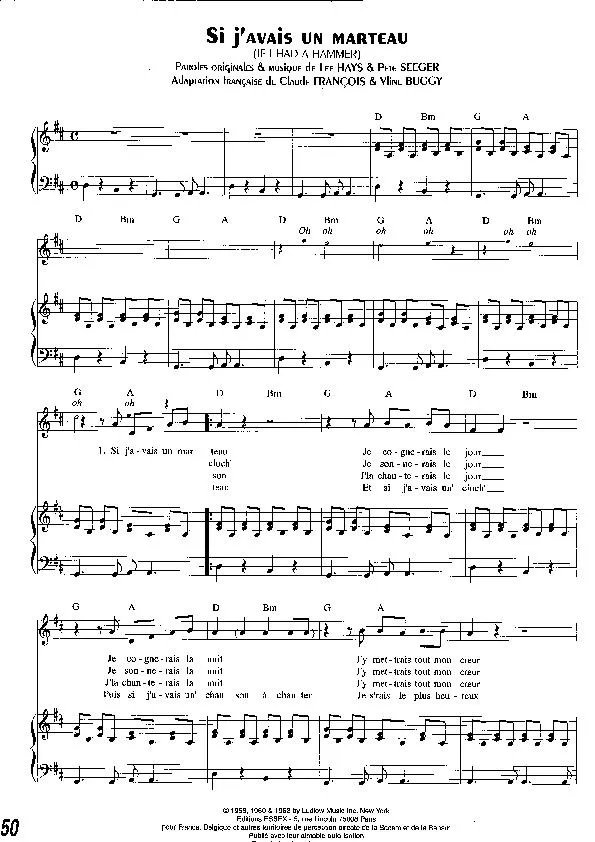 télécharger la partition d'accordéon Si j'avais un marteau (If I had a hammer) (Rock & Roll) au format PDF