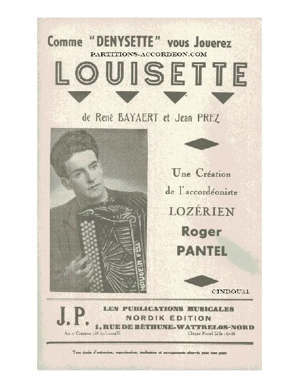 télécharger la partition d'accordéon Louisette (Créée par : Roger Pantel) (Valse Musette) au format PDF