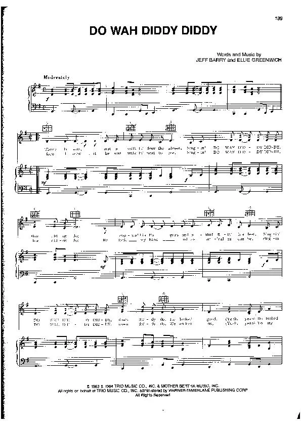 télécharger la partition d'accordéon Do Wah Diddy Diddy (Chant : Manfred Mann) au format PDF