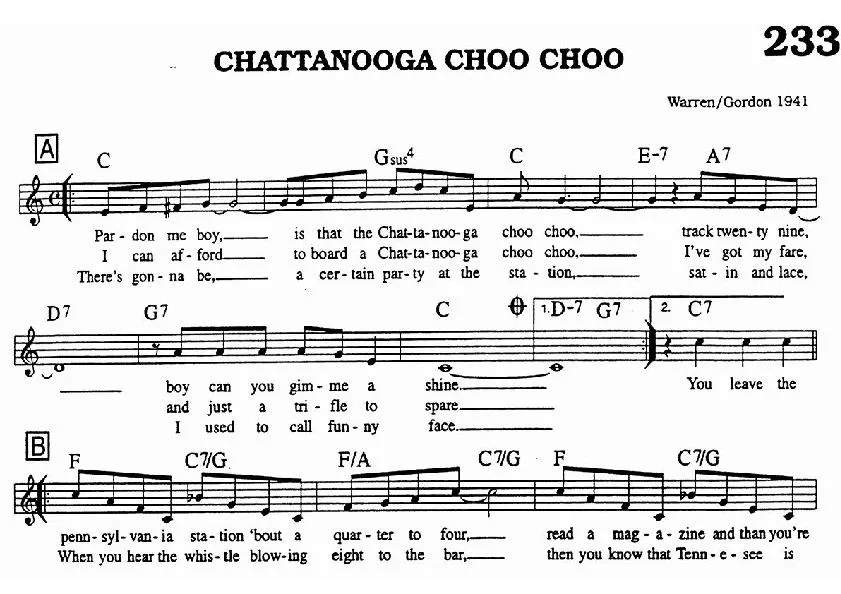 télécharger la partition d'accordéon Chattanooga Choo Choo au format PDF