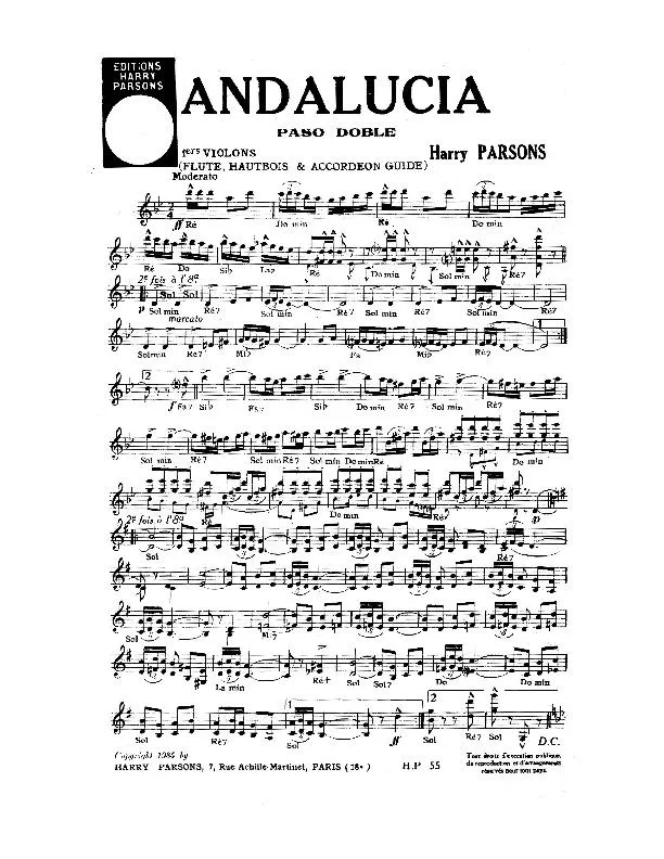 télécharger la partition d'accordéon Andalucia (Paso Doble) au format PDF