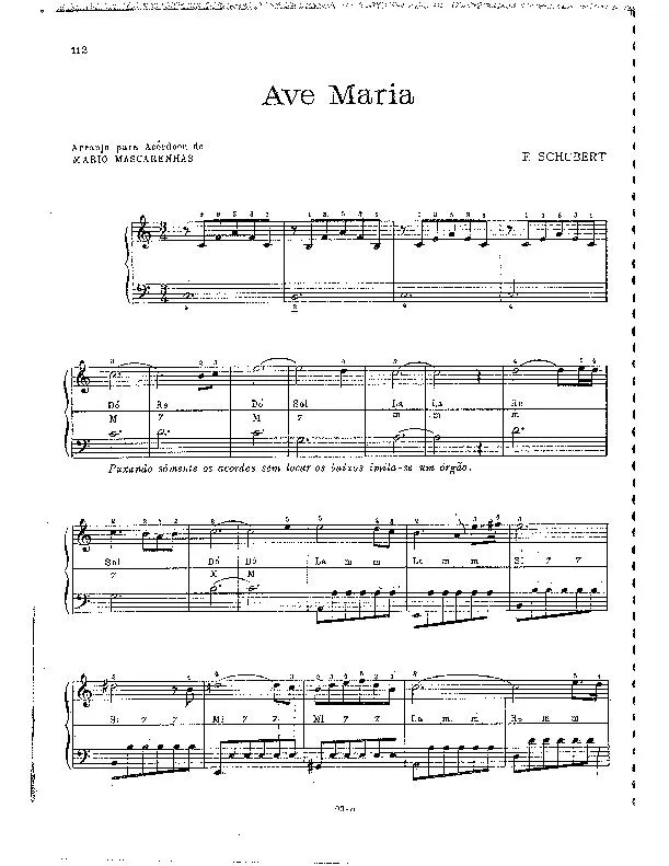 télécharger la partition d'accordéon Ave Maria (Arrangement pour accordéon de Mario Mascarenhas) au format PDF