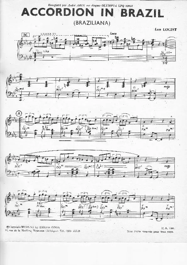 télécharger la partition d'accordéon Accordion in Brazil (Braziliana) (Samba) au format PDF