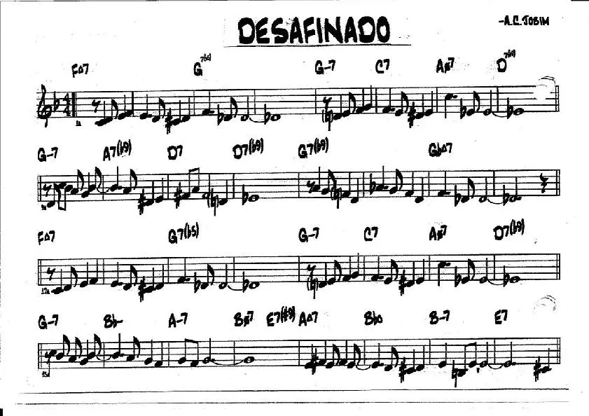 télécharger la partition d'accordéon Desafinado (Samba Bossa Nova) au format PDF