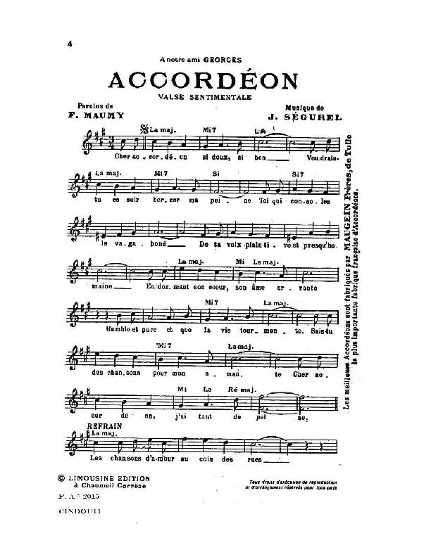 télécharger la partition d'accordéon Accordéon (Valse Sentimentale) au format PDF