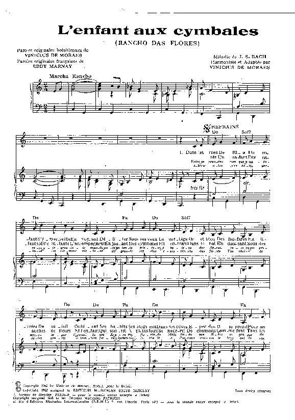 télécharger la partition d'accordéon L'enfant aux cymbales (Rancho Das Flores) (Chant : Les Compagnons de la Chanson) au format PDF