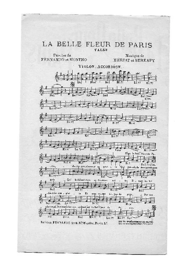 télécharger la partition d'accordéon La belle fleur de Paris (Valse) au format PDF