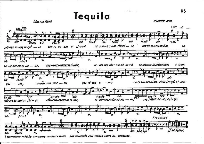 télécharger la partition d'accordéon Tequila (Mambo Rock) au format PDF