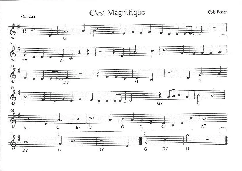 télécharger la partition d'accordéon C'est magnifique (Can Can) au format PDF