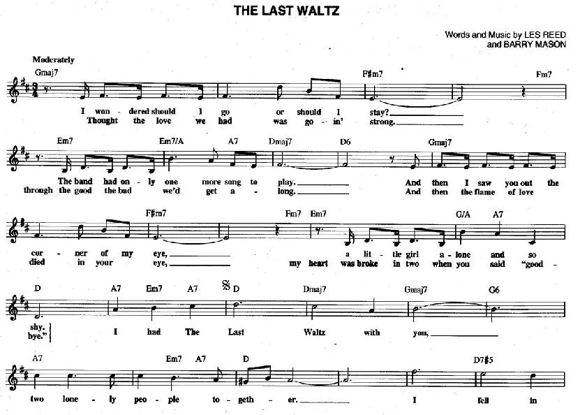 télécharger la partition d'accordéon The Last Waltz au format PDF
