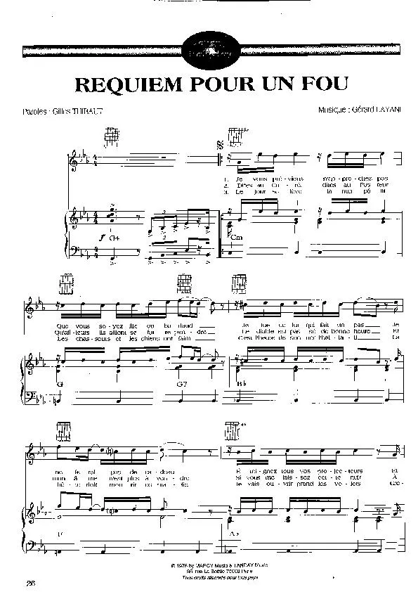 télécharger la partition d'accordéon Requiem pour un fou (Chant : Johnny Hallyday) (Rock and Roll) au format PDF