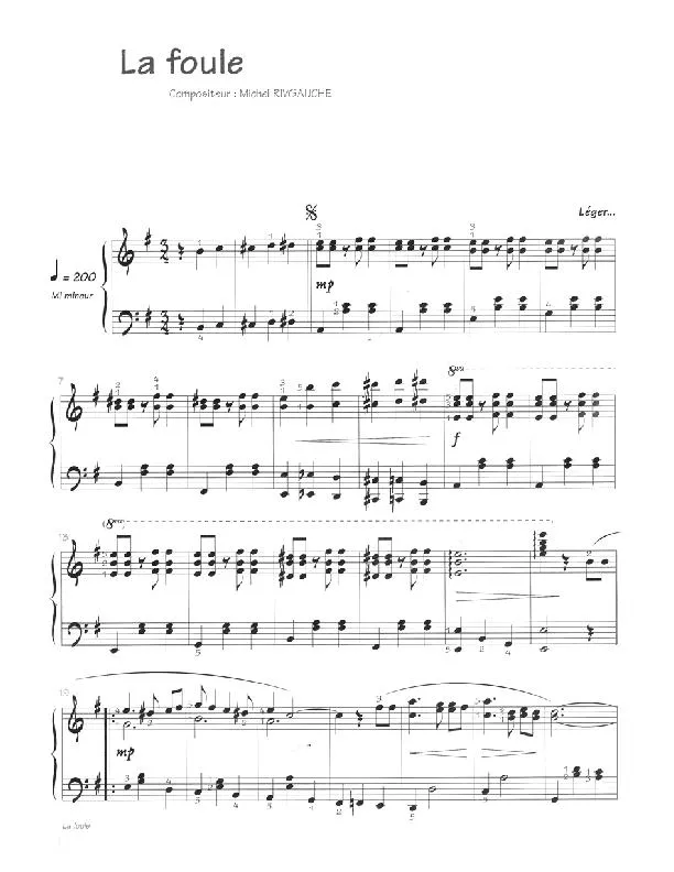 télécharger la partition d'accordéon La foule (Chant : Edith Piaf) (Valse Péruvienne) au format PDF