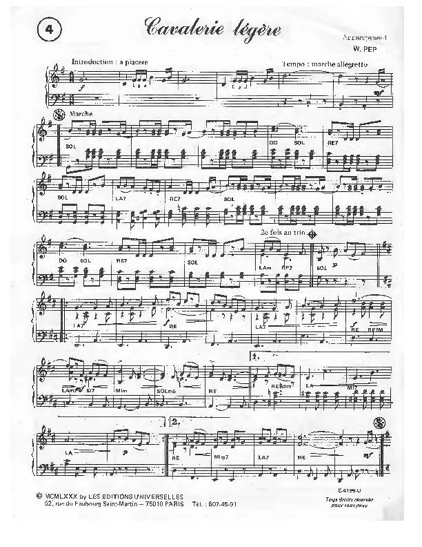 télécharger la partition d'accordéon Cavalerie légère (Arrangement : Willy Pep) (Marche) au format PDF
