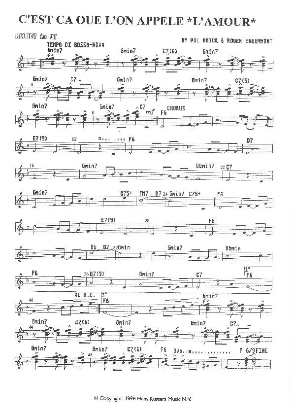 télécharger la partition d'accordéon C'est ça que l'on appelle l'amour (Bossa Nova) au format PDF