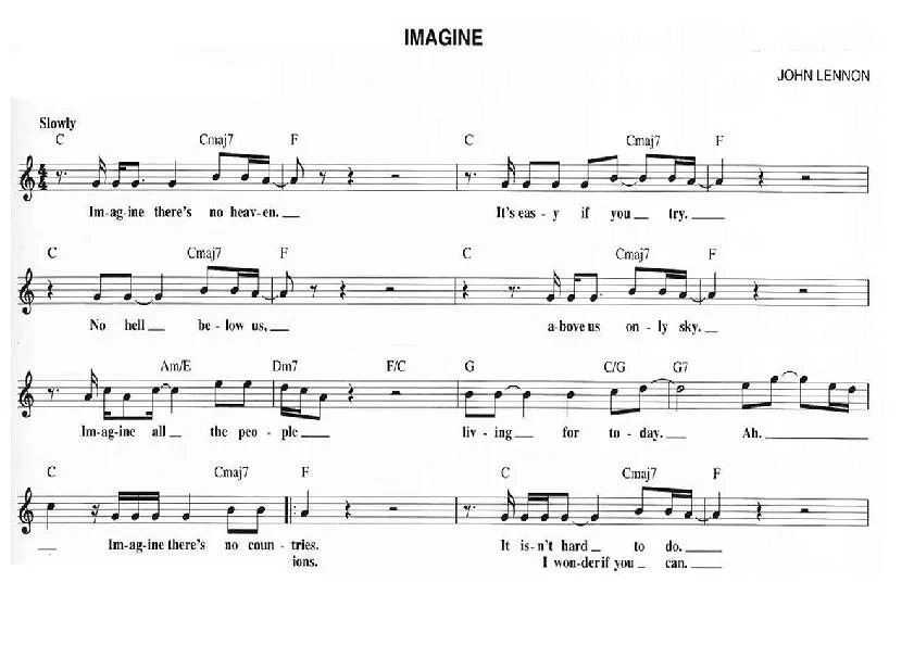 télécharger la partition d'accordéon Imagine (Pop Rock) au format PDF