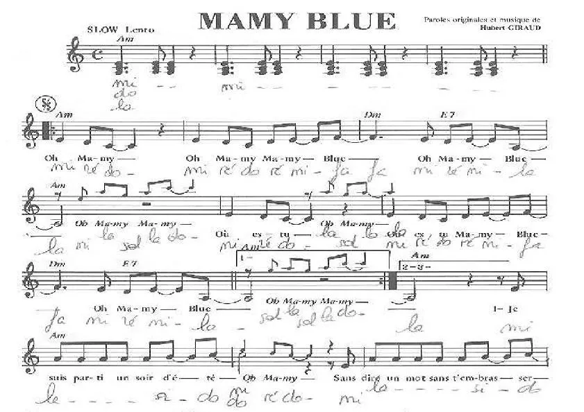 télécharger la partition d'accordéon Mamy Blue (Chant : Nicoletta) au format PDF